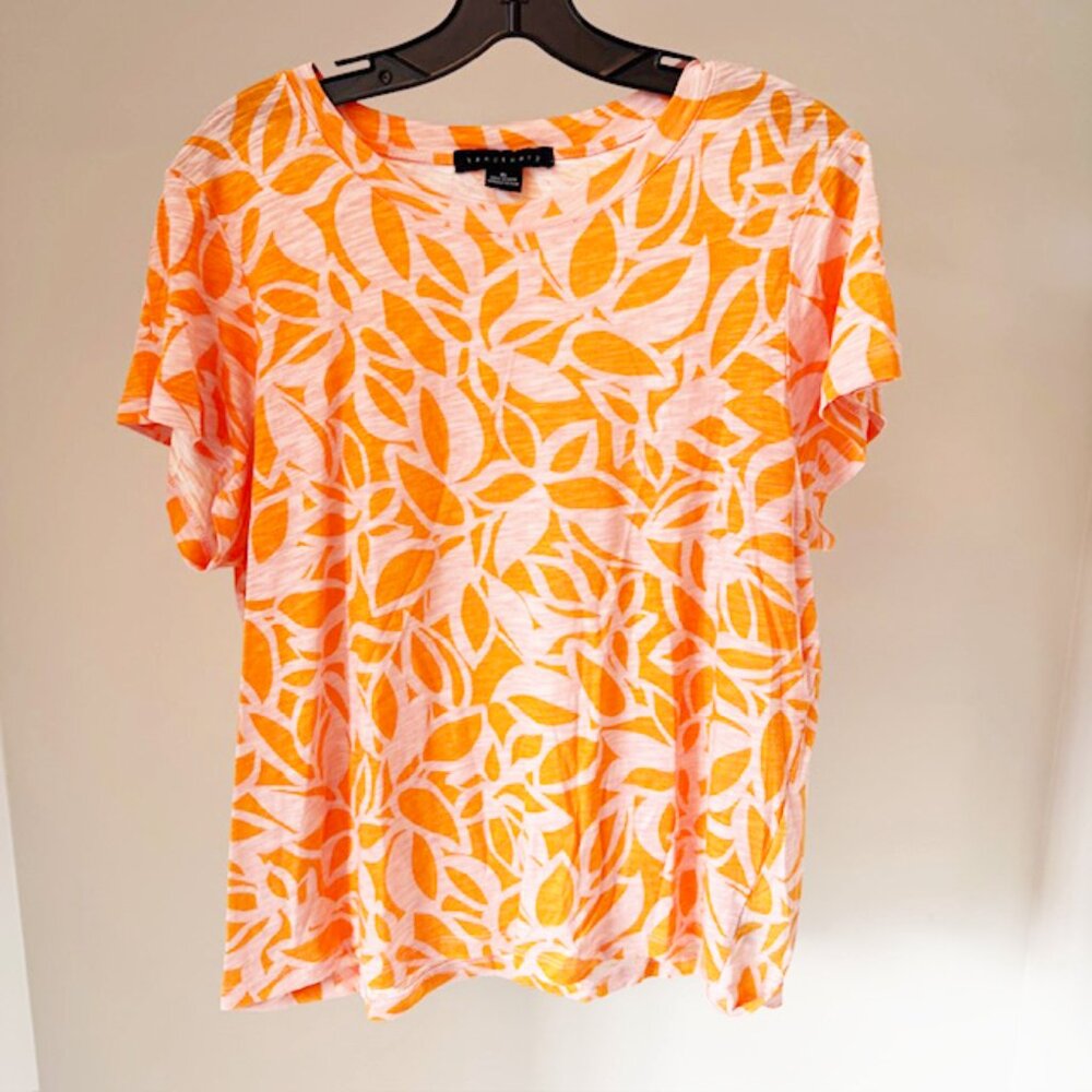 Sanctuary The Perfect Tee, Pink/Orange Floral Pattern, Size XL